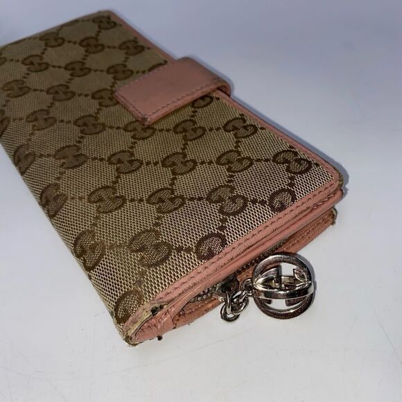 Authentic GUCCI GG Logo Leather Trim Long Clutch Wallet - Picture 9 of 9